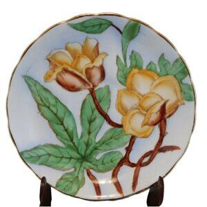 Tuscan Saucer Hawaiian Flowers Series Painted Wood Rose Pattern